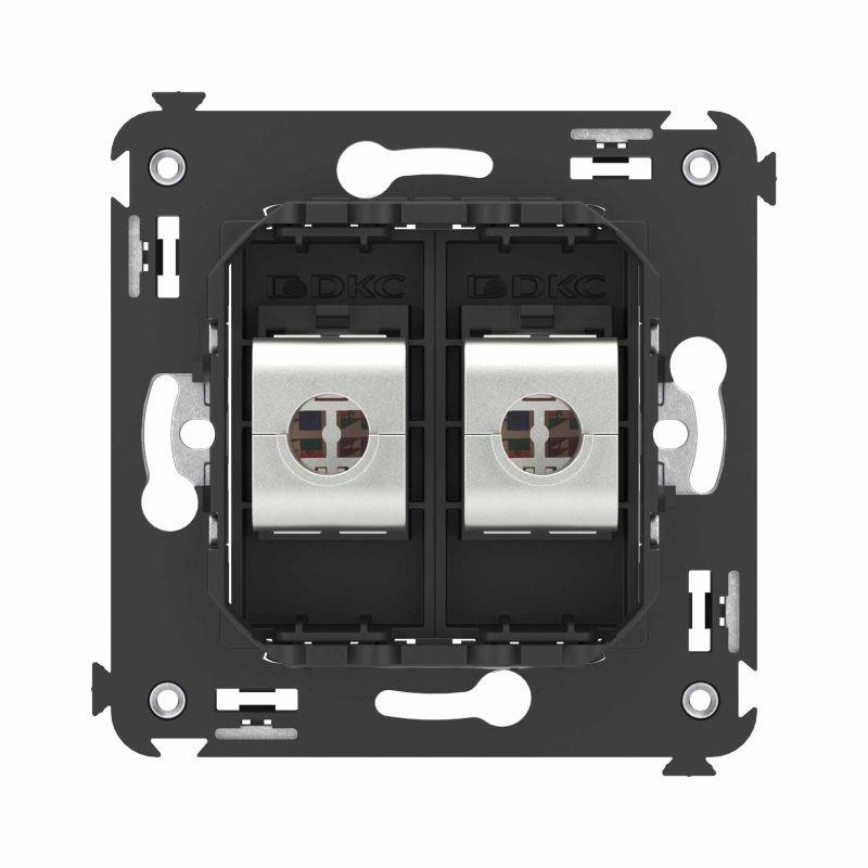 Розетка компьютерная 2-м СП Avanti "Черный матовый" RJ45 кат.6 без шторок экранир. механизм DKC 4412794