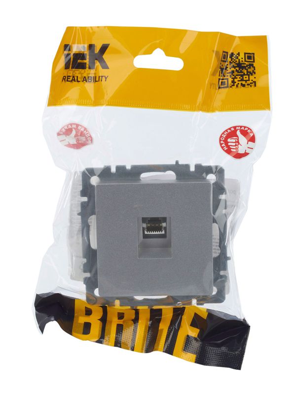 Розетка компьютерная СП RJ45 кат.5E BRITE РК10-БрА механизм алюм. IEK BR-K10-1-K47
