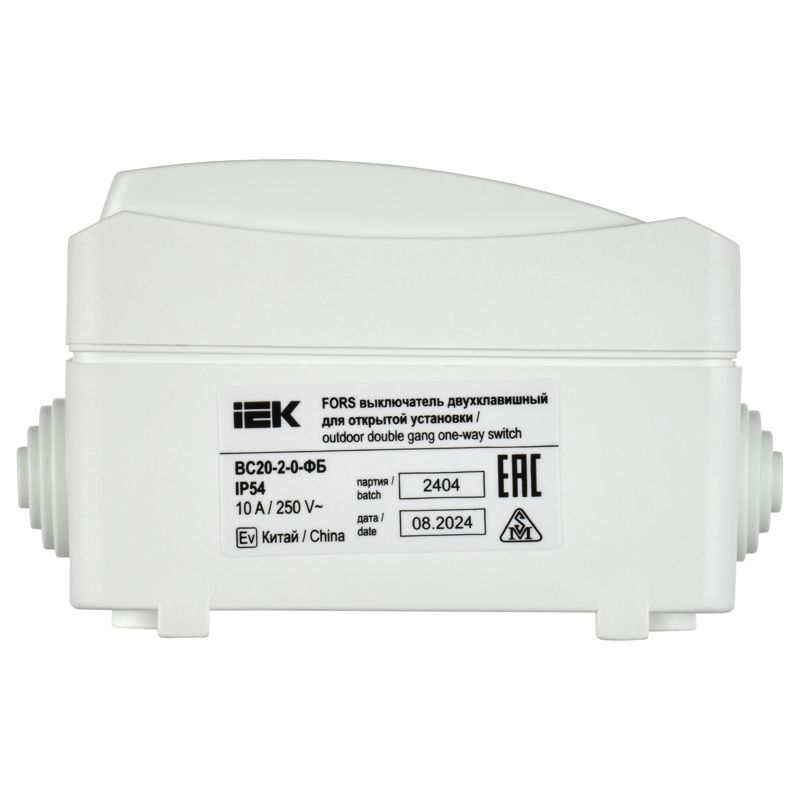 Выключатель 2-кл. ОП Форс IP54 ВС20-2-0-ФБ бел. IEK EVS20-K01-10-54-DC