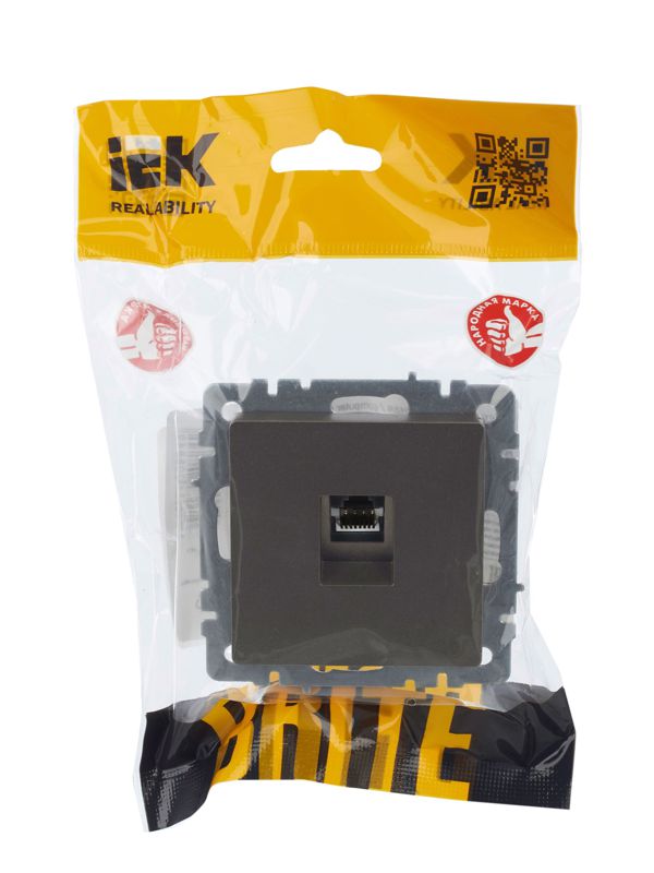Розетка компьютерная СП RJ45 кат.5E BRITE РК10-БрШ механизм шампань IEK BR-K10-1-K37