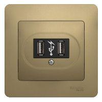 Розетка USB 1-м СП Glossa механизм титан SchE GSL000432