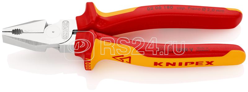 Плоскогубцы комбинированные особой мощности VDE L-180мм хром. Knipex KN-0206180 Плоскогубцы комбинированные особой мощности VDE L-180мм хром. Knipex KN-0206180