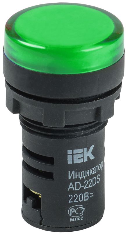 Лампа светосигнальная AD22DS d22мм 230В AC зел. KARAT IEK BLS10-ADDS-230-K06