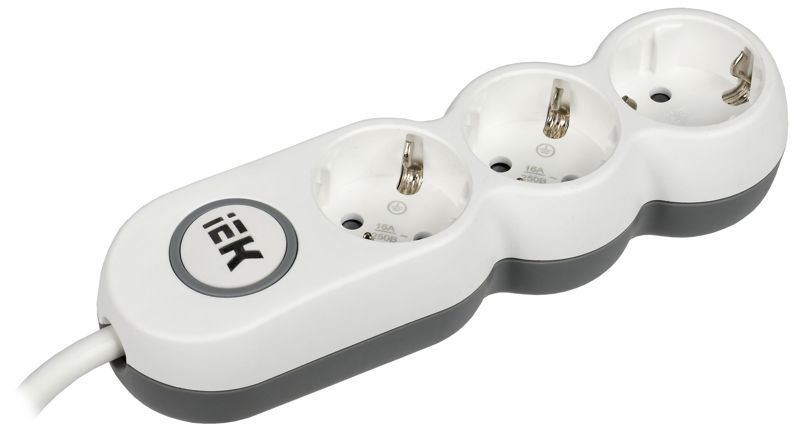 Удлинитель 3х5м с заземл. 16А IP20 Uno У03В 2P+PE 250В 3х1.5 IEK WYP53-16-03-05-ZK