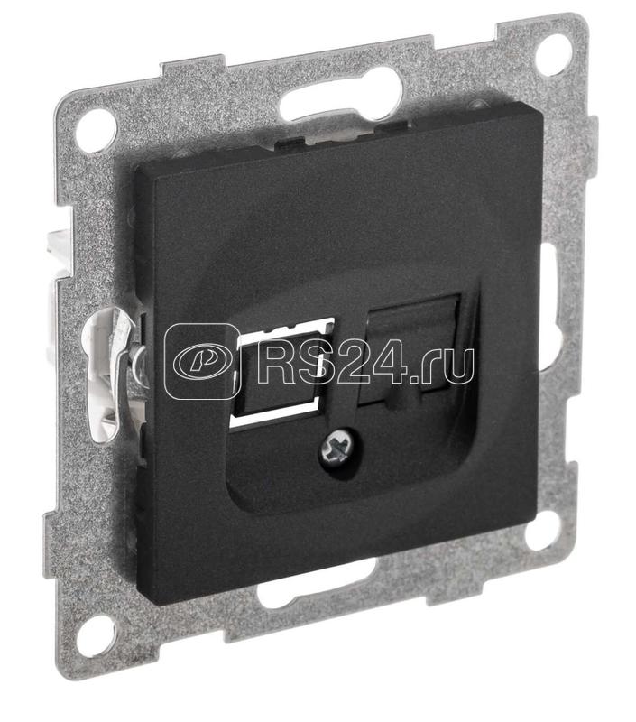 Розетка телефонная 1-м СП Bravo RJ12 механизм графит GUSI С10Т1-010