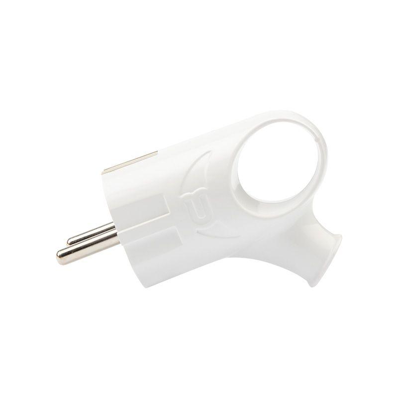 Вилка Евро угловая 16А с заземл. с кольцом бел. Rexant 11-8951