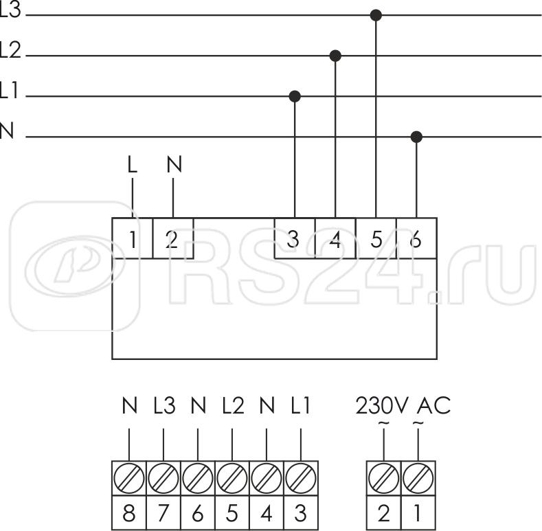 Указатель напряжения DMV-3T (3ф Uизм. 3х(12-400)В AC Uпит. 150-240В AC монтаж на панель IP20) F&F EA04.007.051