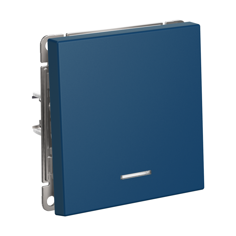 Выключатель кнопочный 1-кл. ArtGallery 10А с подсветкой механизм аквамарин SE GAL001116