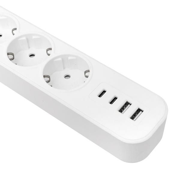 Удлинитель 5х3м IP20 2USB 2.4А+2type-C LUX 1.5кв.мм EKF UBA-LUX-503-TC
