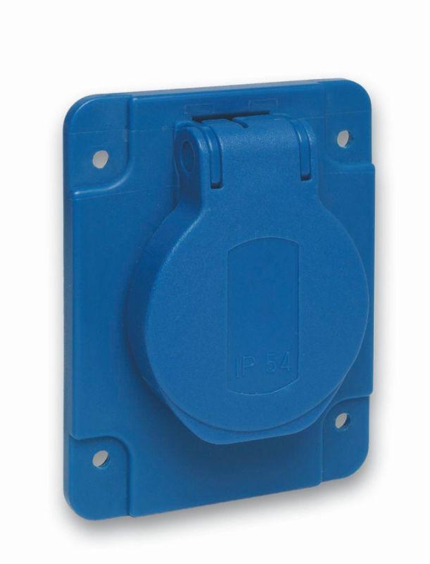 Розетка силовая 10/16А 65х85мм винты сбоку IP54 син. SchE PKS62B
