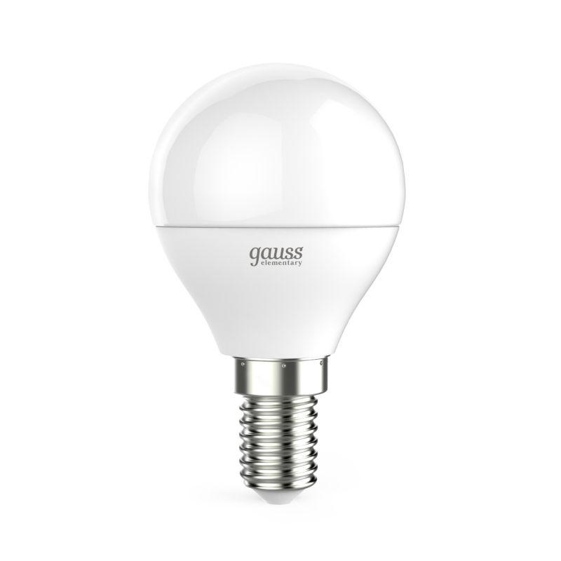 Лампа светодиодная Elementary 6Вт P45 шар 4100К нейтр. бел. E14 450лм GAUSS 53126