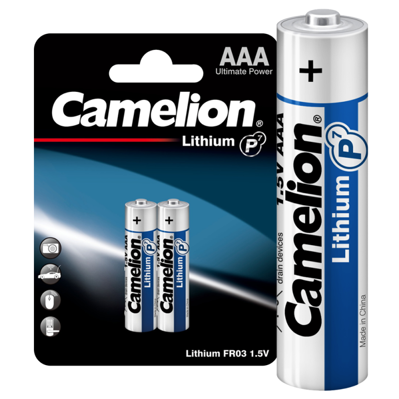 Элемент питания литиевый AAA/FR03 1.5В Lithium FR03-BP2 BL2 (уп.2шт) Camelion 15240 Элемент питания литиевый AAA/FR03 1.5В Lithium FR03-BP2 BL2 (уп.2шт) Camelion 15240