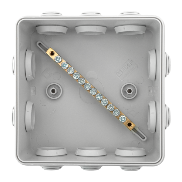 Коробка уравнивания потенциалов КУП-030-014 100х100х50 IP55 с крышкой наружн. для прямого монтажа 10 мембр. вводов сер. EKF plc-kmr-030-014-g