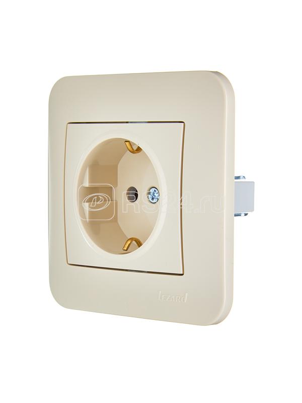 Розетка 1-м СП ASTI 16А IP20 с заземл. защ. шторки термопласт в сборе крем. LEZARD 7081-0303-124B