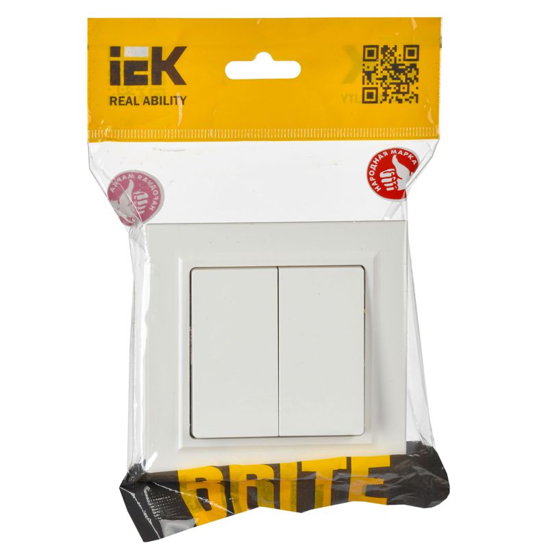 Выключатель проходной 2-кл. СП BRITE ВС10-2-6-БрБ 10А механизм бел. IEK BR-V22-0-10-K01
