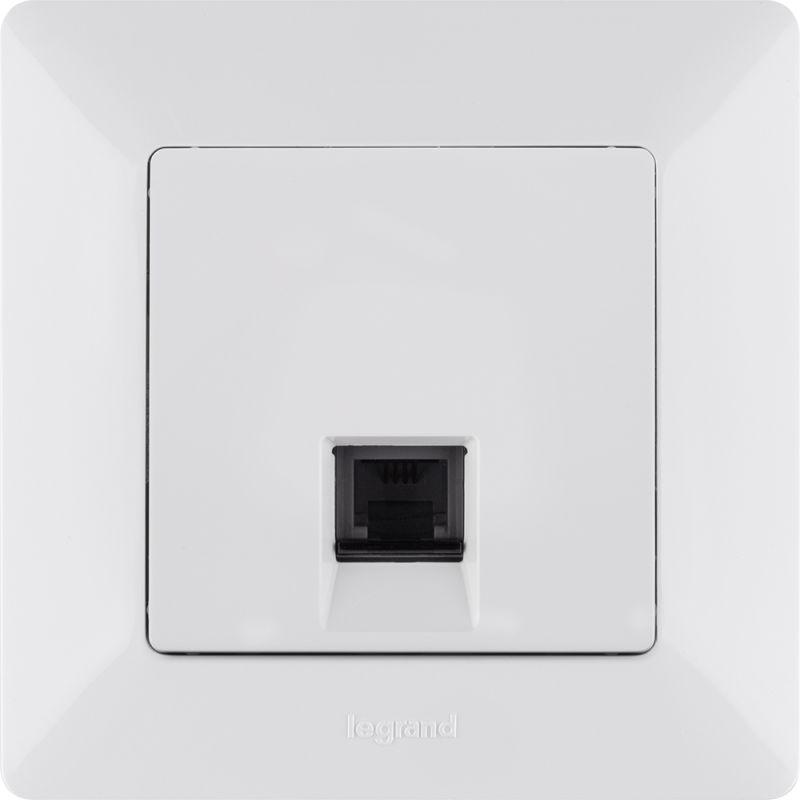 Розетка телефонная 1-м Valena Life RJ11 с лицев. панелью механизм бел. Leg 753438