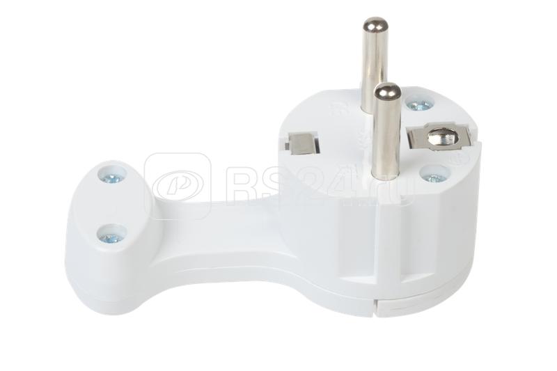 Вилка ABS-пластик угловая плоская (8мм) 16А 250В IP20 бел. Duwi 30476 0