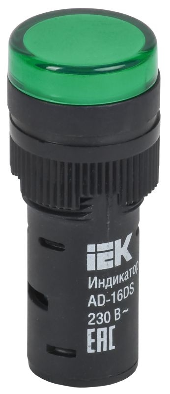 Лампа светосигнальная AD16DS d16мм 230В AC зел. KARAT IEK BLS10-ADDS-230-K06-16