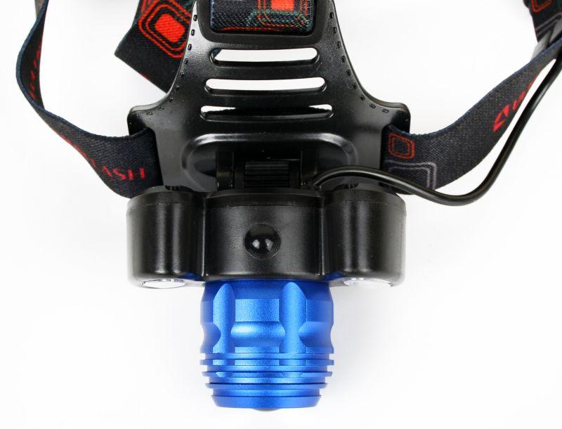 Фонарь аккумуляторный налобный E1334 3LED 4Вт фокус 4 режима аккум. 3.7В метал. син./черн. Ultraflash 13904