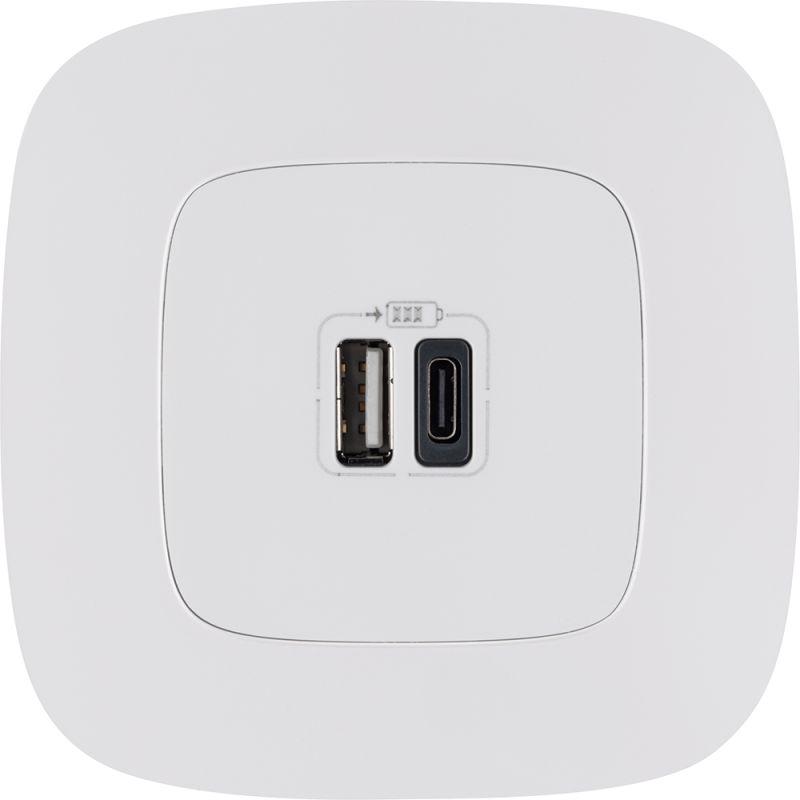 Устройство зарядное Valena Allure с 2-мя USB-разъемами тип A-тип C 240В/5В 3000мА с лиц. панелью бел. Leg 754965