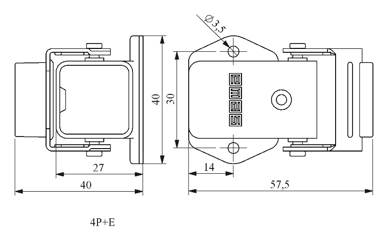 Корпус угловой кожух сдвоенный монтаж на перегородке нижний ввод EMAS EBM05GE46