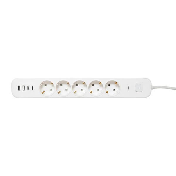 Удлинитель 5х3м IP20 2USB 2.4А+2type-C LUX 1.5кв.мм EKF UBA-LUX-503-TC