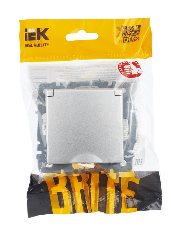 Розетка BRITE РСбш10-3-44-БрА 16А IP44 с заземл. защ. шторки с крышкой механизм алюм. IEK BR-R16-16-44-K47