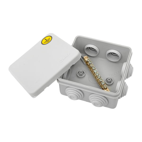 Коробка уравнивания потенциалов КУП-030-031 85х85х40 IP55 с крышкой наружн. для прямого монтажа 8 мембр. вводов сер. EKF plc-kmr-030-031-g