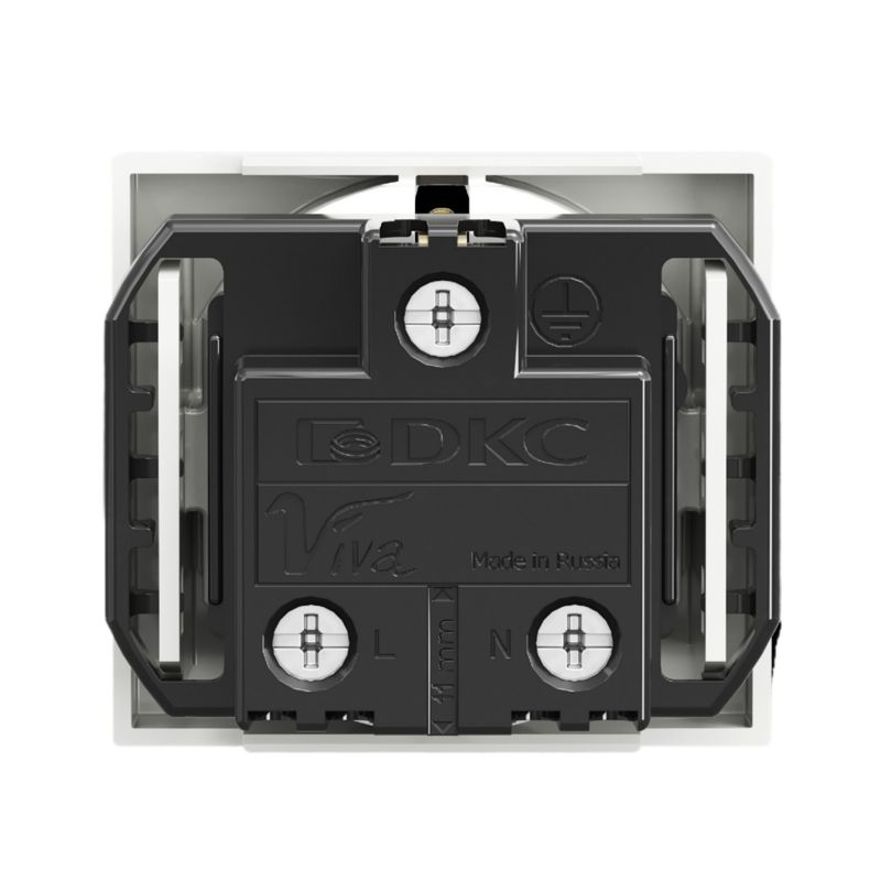 Розетка 1-м 2мод. Viva 16А IP20 2P+E с заземл. защ. шторки бел. DKC 45005