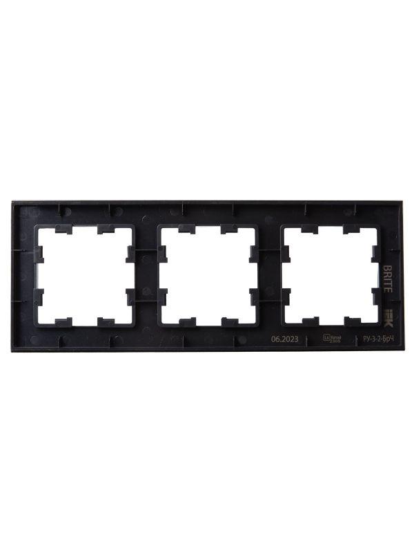Рамка 3-м BRITE РУ-3-2-БрЧ стекло черн. IEK BR-M32-G-K02