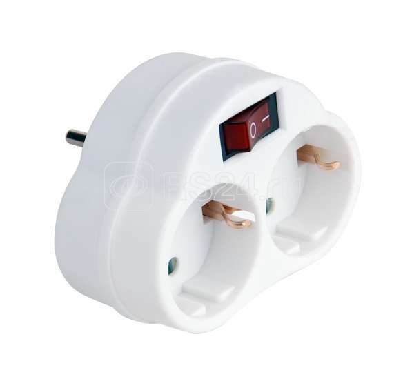 Разветвитель с заземл. 16А 3.5кВт AD-2GS защ. шторки с выкл. JazzWay 5004788