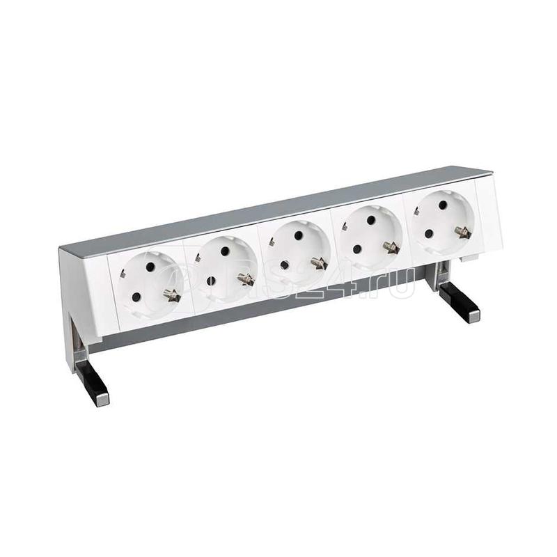 Блок розеточный настольный 5х2P+E алюм. Simon 400 42505000-133