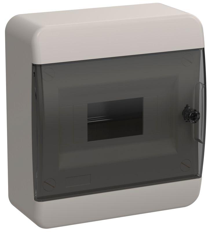 Корпус ЩРН-П-8 TEKFOR IP41 черн. прозр. дверь пластик. IEK TF5-KP12-N-08-41-K01-K03