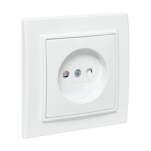 Розетка 1-м СП Минск 10А IP20 без заземл. защ. шторки бел. Basic EKF ERR10-022-100