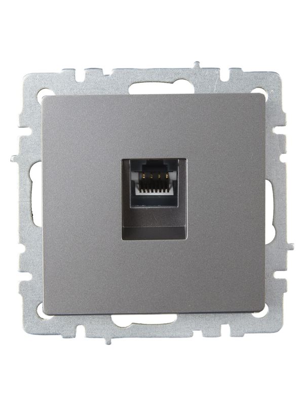 Розетка компьютерная СП RJ45 кат.6 BRITE РК11-БрС механизм сталь IEK BR-K10-2-K46