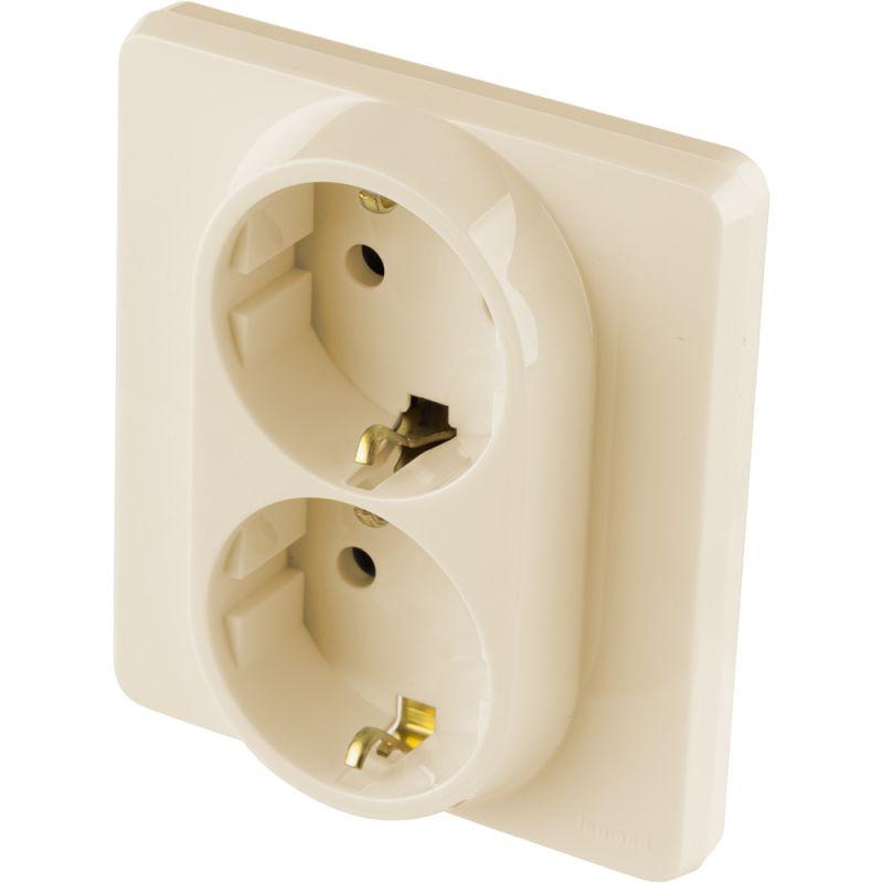 Розетка Inspiria 16А 250В 2х2P+E немецк. стандарт сл. кость IEK 673751