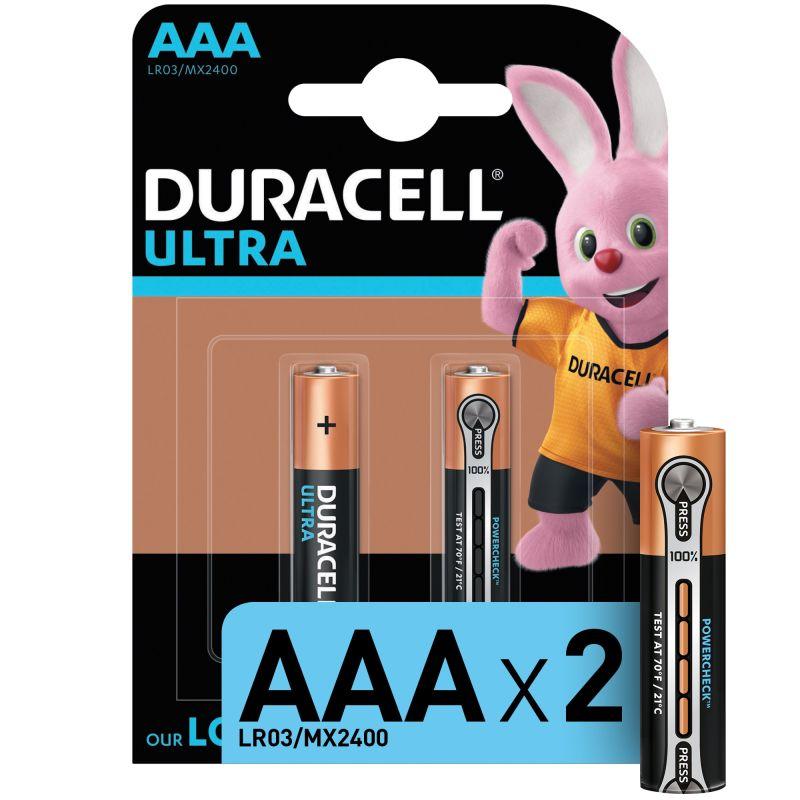 Элемент питания алкалиновый AAA/LR03 LR03-2BL Ultra Power (блист.2шт) Duracell Б0038760