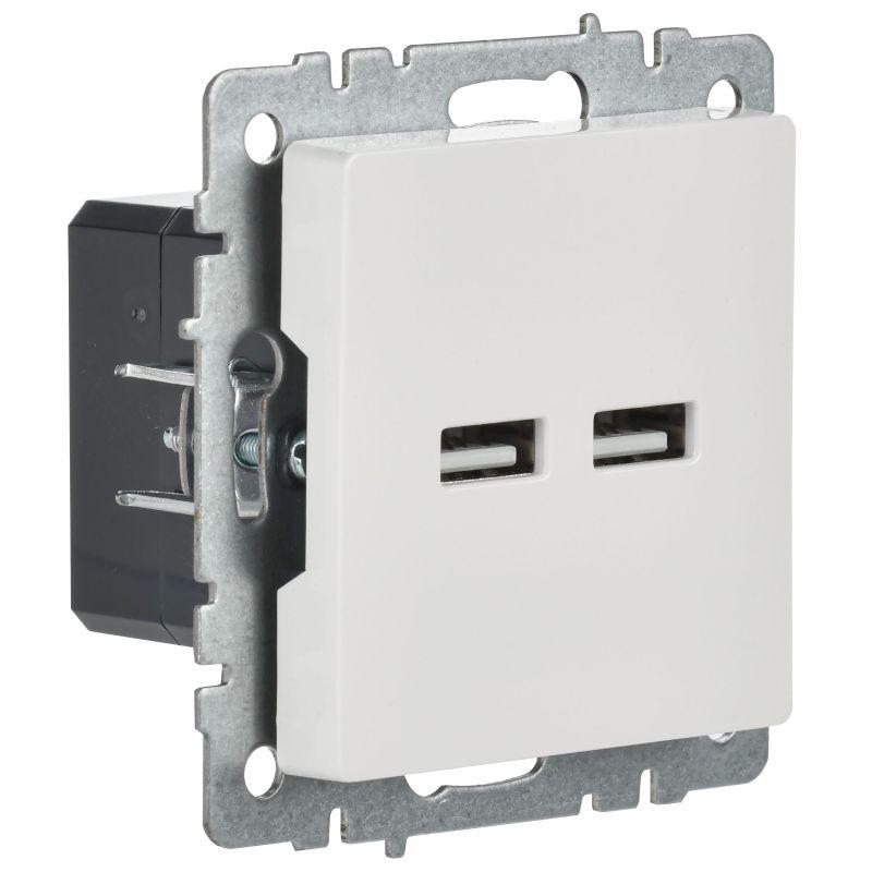 Розетка BRITE USB A+A 3.1А РЮ10-1-БрБ механизм бел. IEK BR-U21-D31-K01