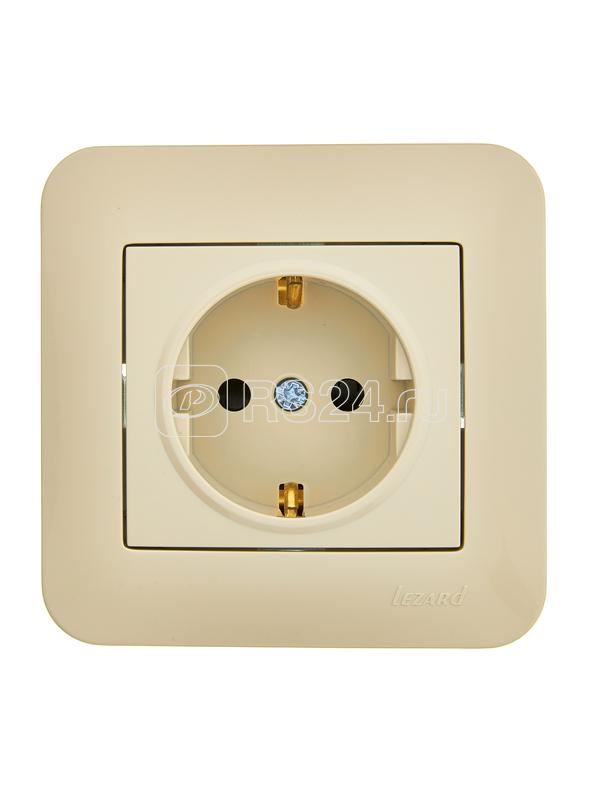 Розетка 1-м СП ASTI 16А IP20 с заземл. защ. шторки термопласт в сборе крем. LEZARD 7081-0303-124B
