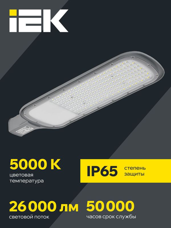 Светильник светодиодный ДКУ 1012-200Ш 5000К IP65 уличный консольный сер. IEK LDKU1-1012-200-5000-K03