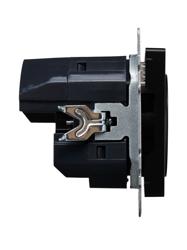 Розетка BRITE РЮш10-1-БрЧ 16А с USB A+A 2.1А с заземл. защ. шторки механизм черн. IEK BR-R14-16-U21-D21-K02