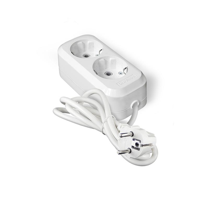 Удлинитель 2х2м с заземл. 16А IP20 Е-302 ПВС 3х1 АБС-пластик UNIVersal 9631972