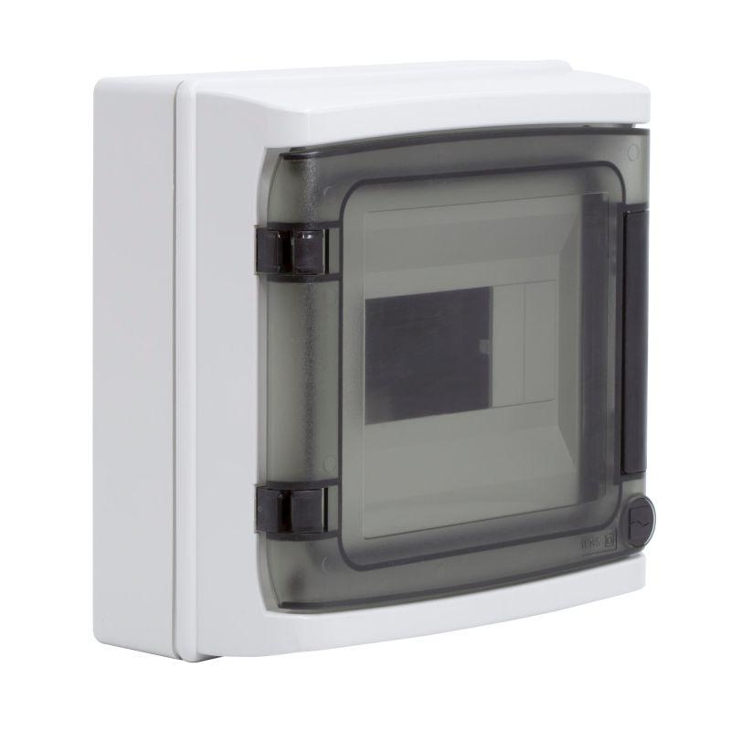 Щиток настенный 8мод. IP65 с дверцей с клеммн. блоком 63А сер. DKC RB08W6TGD