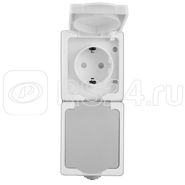 Розетка 2-м Аллегро верт. с заземл. защ. шторки с крышкой IP54 сер. UNIVersal 1275