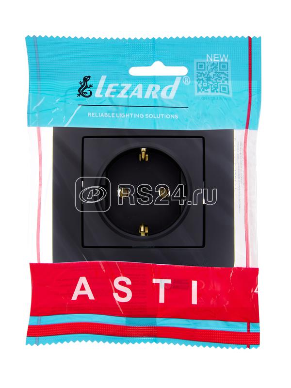 Розетка 1-м СП ASTI 16А IP20 с заземл. термопласт в сборе черн. бархат. LEZARD 7081-4242-122B