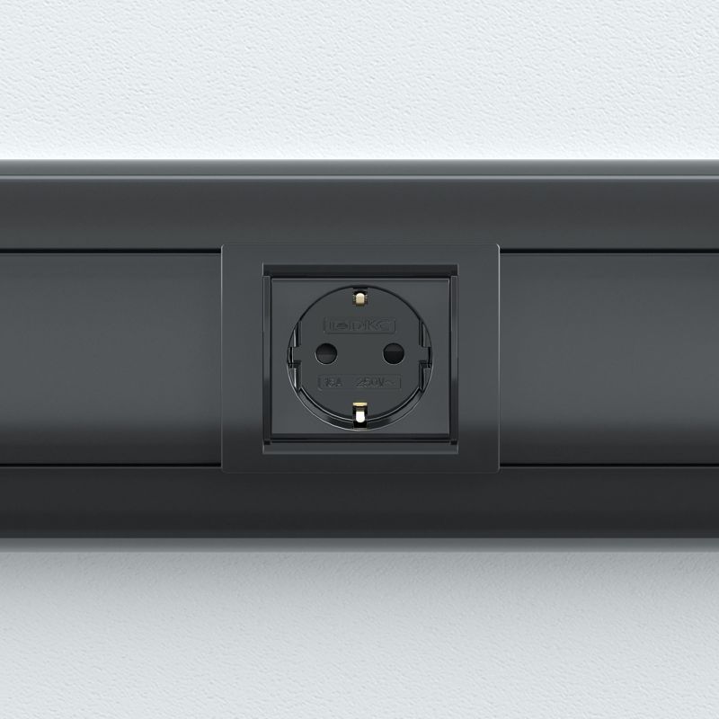Розетка 1-м 2мод. Viva 16А IP20 2P+E с заземл. защ. шторки черн. DKC 45205