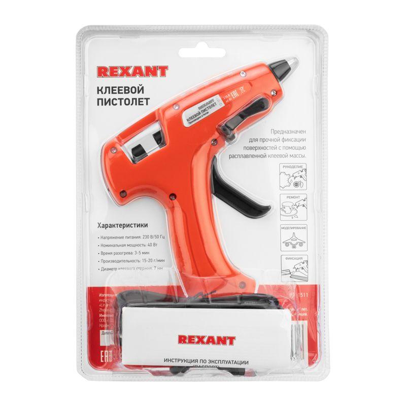 Пистолет клеевой 40Вт ЭКСПЕРТ (блист.) Rexant 12-1511 Пистолет клеевой 40Вт ЭКСПЕРТ (блист.) Rexant 12-1511