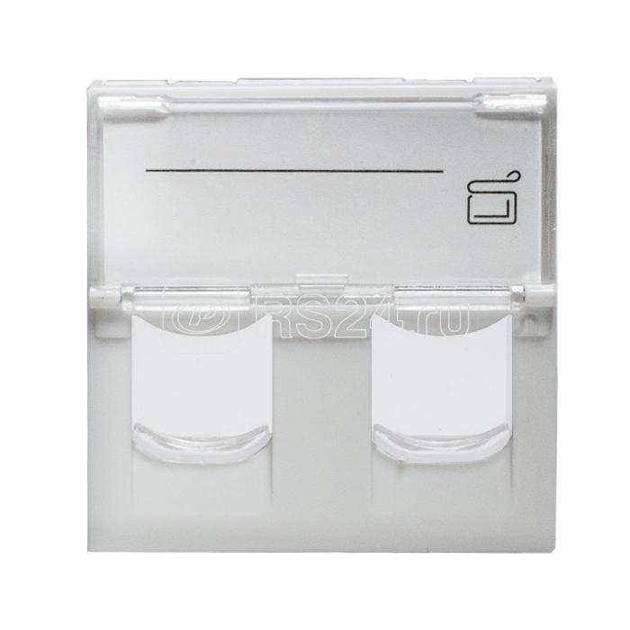 Панель лицевая 2 порта 45х45 Keystone шторки откидное маркировочное окно SUPRLAN 10-0302