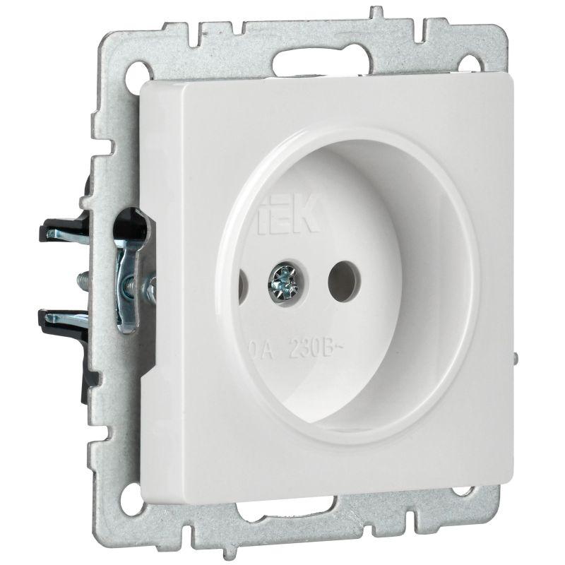 Розетка BRITE РС10-1-0-БрБ 10А без заземл. без защ. шторок механизм бел. IEK BR-R10-10-K01