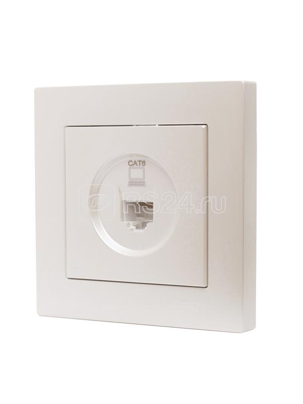 Розетка компьютерная 1-м СП Vesna механизм жемчуж./бел. перламутр LEZARD 742-3088-140